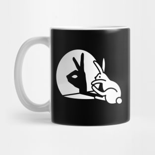 Funny Rabbit hand shadow projection bunny hare pop art Mug